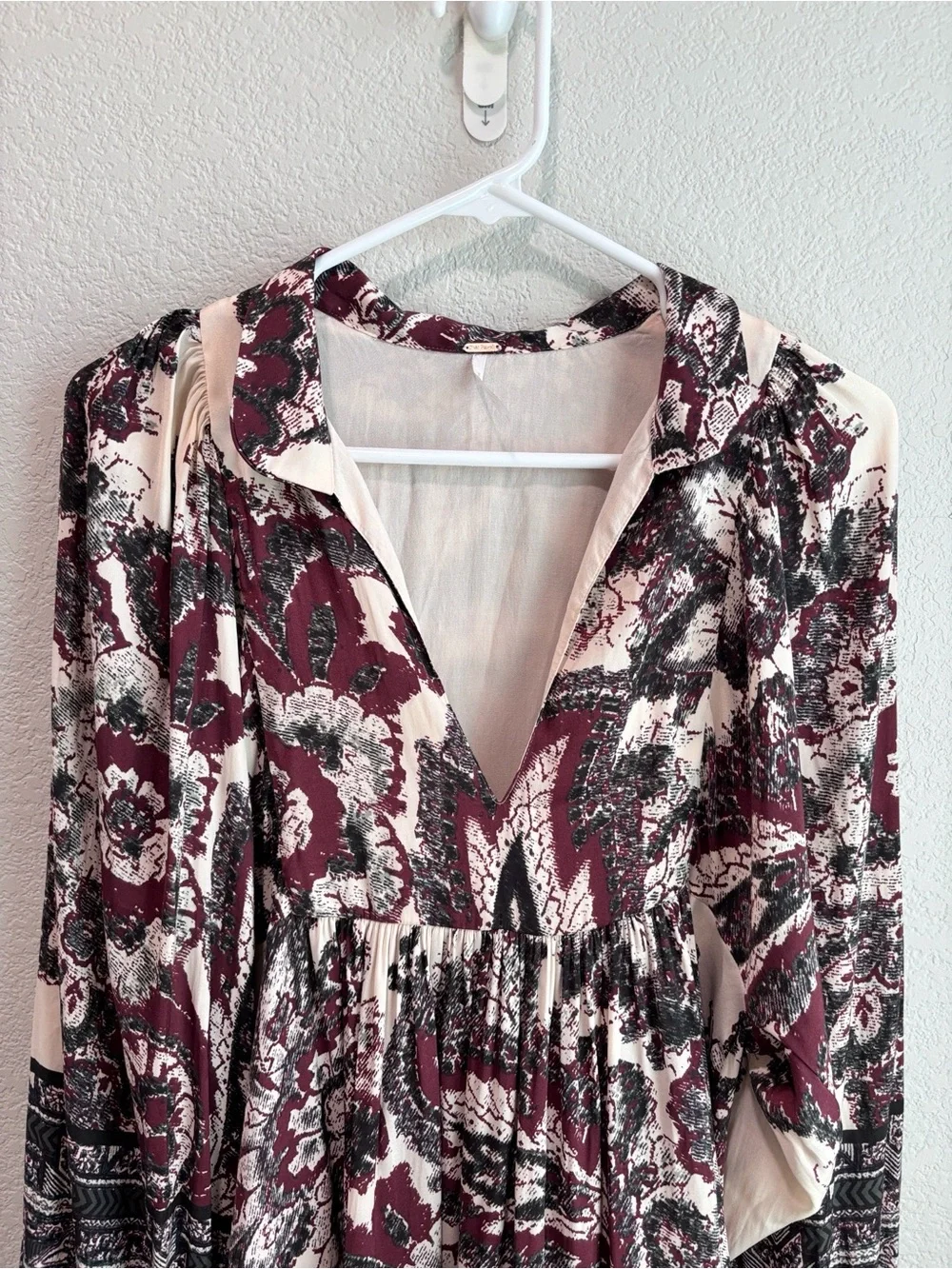 Free People Say You Love Me Bohemian Paisley Print Long Sleeve Mini Dress Small